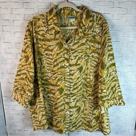 Sarah Morgan vintage blouse button down 3/4 sleeve then lightweight plus size - Picture 1 of 9